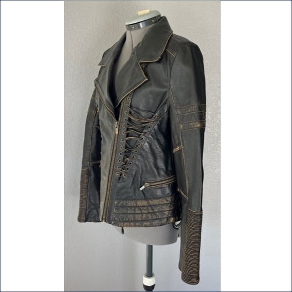 Wilson's Leather - Black Distressed Leather Jacket - Picture 2 of 5